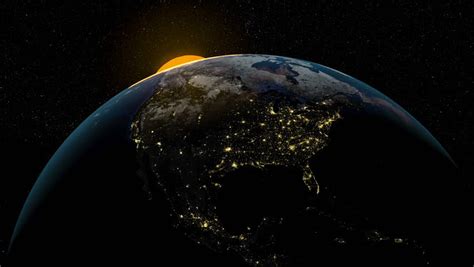 Earth From Space Lightstreaks Over Usa View From Outer