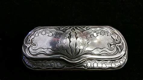 antique sterling silver art nouveau eye glass case