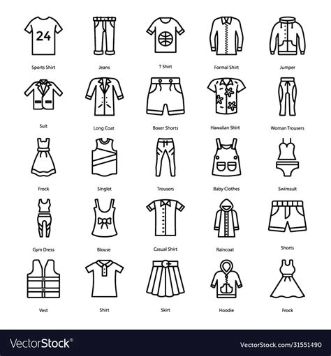 Clothing Line Icons Pack Royalty Free Vector Image