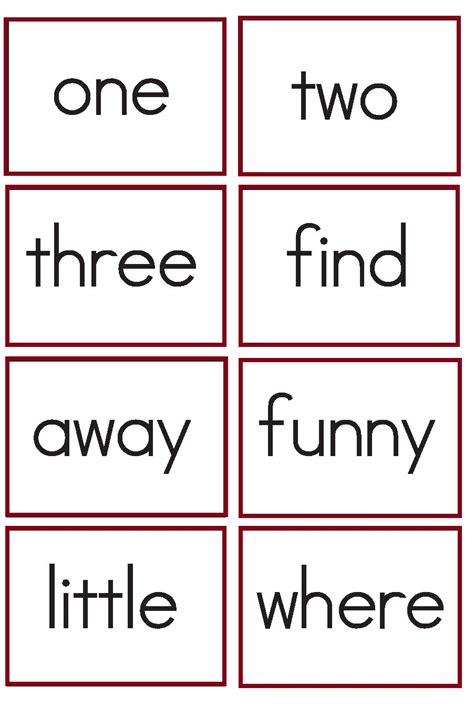 Free Kindergarten Sight Words Flash Cards Printable With Pictures Eomaz