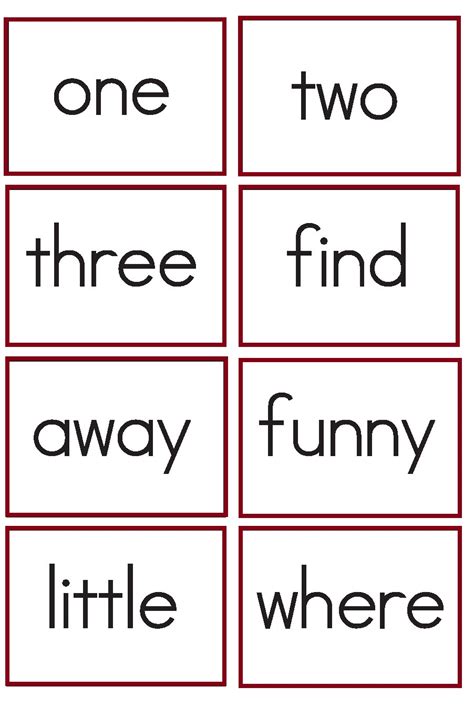 Printable Sight Words Flash Cards