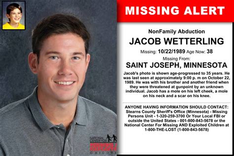 Jacob Wetterling Age Now 38 Missing 10221989 Missing From Saint