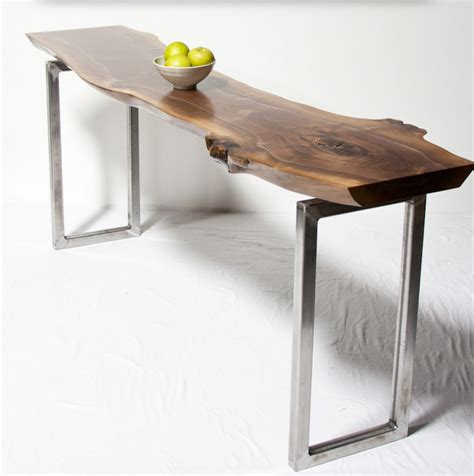 Redwood and blue epoxy coffee table with powder coated steel base. CONSOLE TABLES - Live Edge Wood Console Tables and Furniture - Serving The Greater Seattle ...