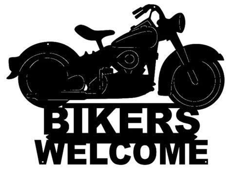 Bikers Welcome Laser Cut Out Silhouette Wall Decor Metal Sign 14x19