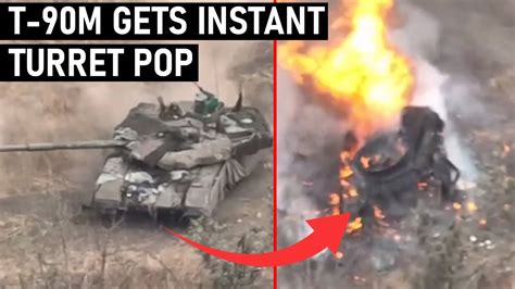 T 90m Gets Instant Turret Pop By Ukrainian Atgm Youtube