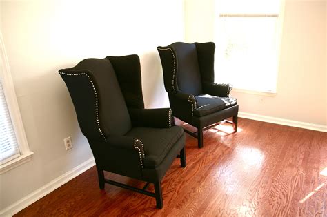 Legs in black upholstery is available in a variety of fabrics. Black Velvet Chair: A spot to Relax...Wingback chairs