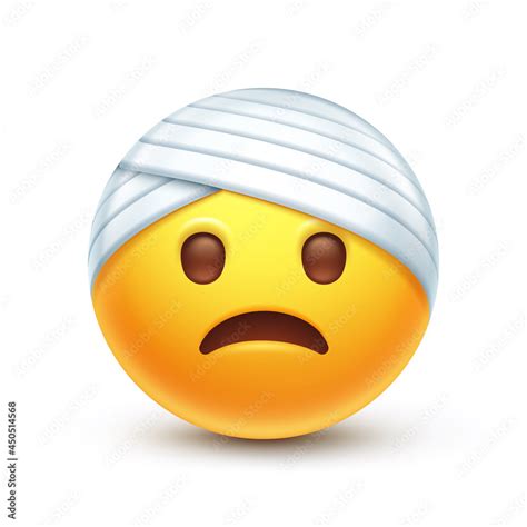 Bandaged Head Emoji Injured Emoticon With Head Bandage Clumsy Yellow
