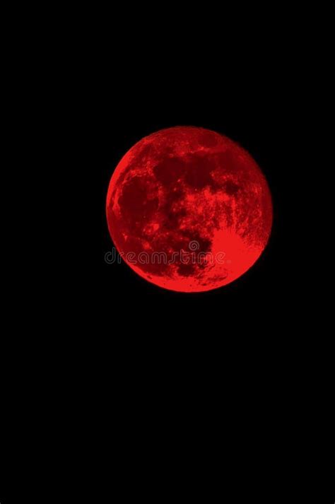 Red Full Moon And A Empty Dark Night Sky Stock Photo Image Of