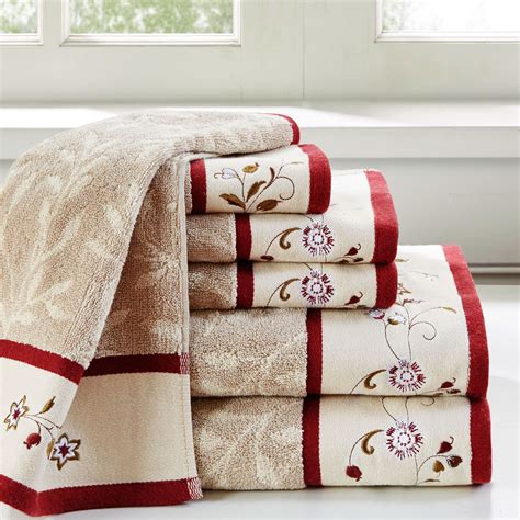 Red rose towel set | zazzle.com. Floral Serenity Khaki and Burgundy 6 pc Bath Towel Set