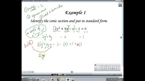 Conic Sections Completing The Square Youtube