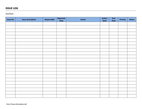 Project Issue Log Template Issue Log Template Excel Templates