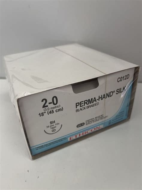 New Ethicon Box Of 12 C012d Perma Hand Silk 2 0 18in Sutures For Sale