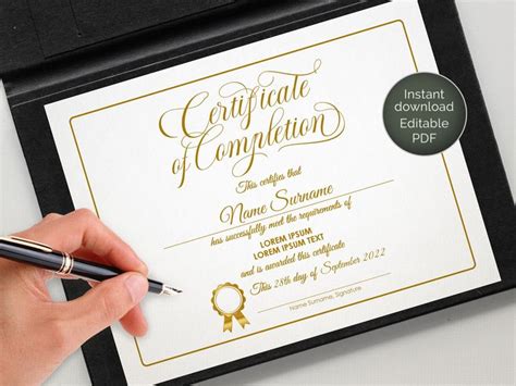 Editable Certificate Of Completion Beauty Training Gold Certificate