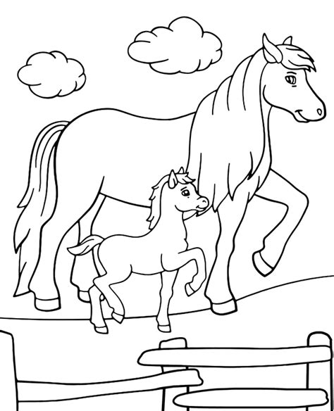 Dwa Konie Kolorowanka Dla Dzieci Horse Coloring Books Farm Animal