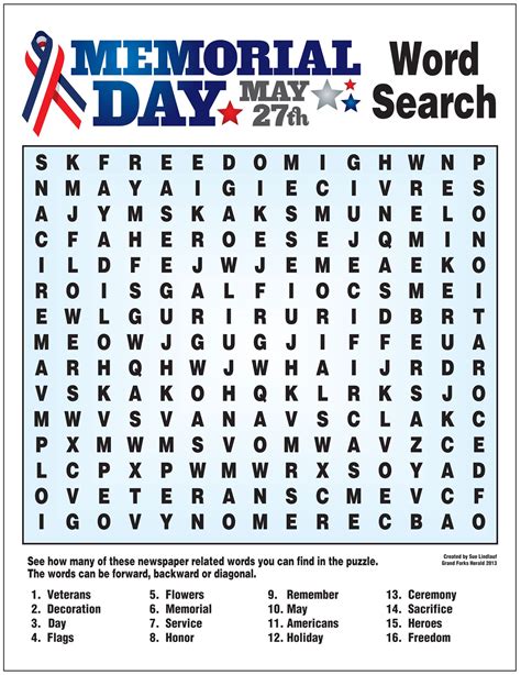 Memorial Day Puzzles Printable Printable World Holiday