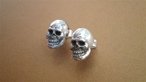 Silver Skull Stud Earring By Iojewellery On Etsy Silver