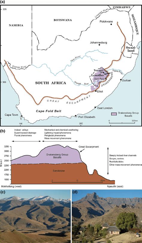 1 A Location Of The Great Escarpment Across Southern Africa And The