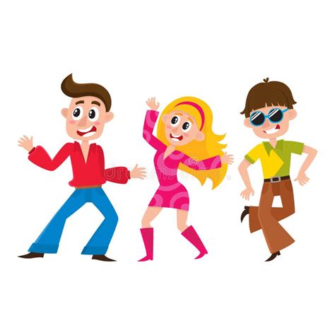 People Men And Women Dancing At Retro Disco Party Stock Vector
