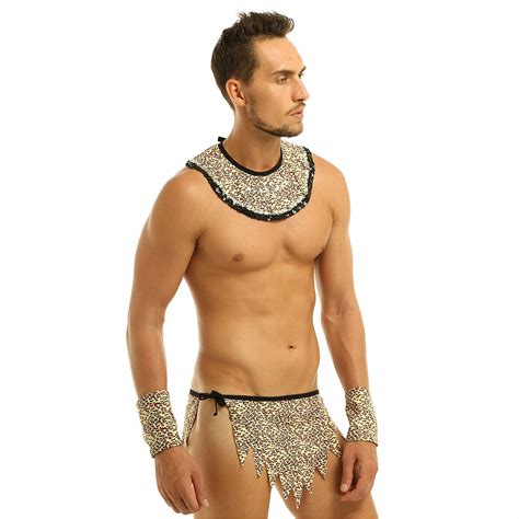 Male Jungle Thongs Loincloth Halloween Men Party Fancy Costume Leopard Underwear Ebay