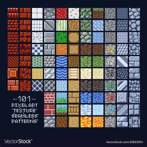Pixel Art Style Set Of Different 16x16 Texture Pattern Sprites Stone