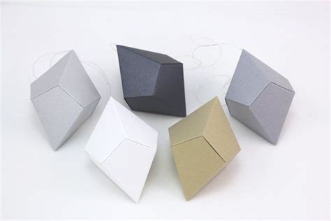 Geometric Paper Gem Ornaments Trapezohedron Shimmery Metallics