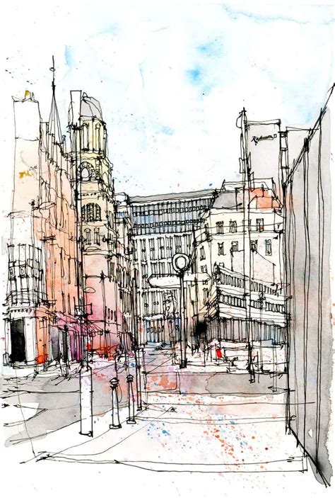 Peter Street Manchester As Drawn By Simone Ridyard Of Urban Sketchers