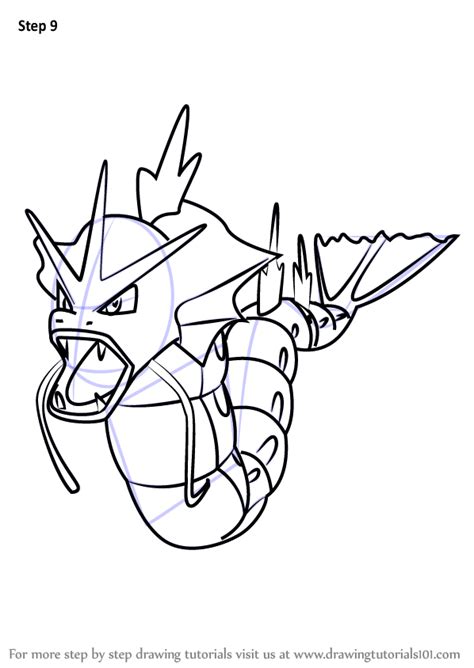 Step By Step How To Draw Gyarados From Pokemon Go Drawingtutorials101