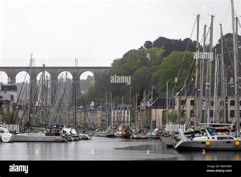 Harbour Of The Town Of Morlaix Showing The Famous Railway Viaduct