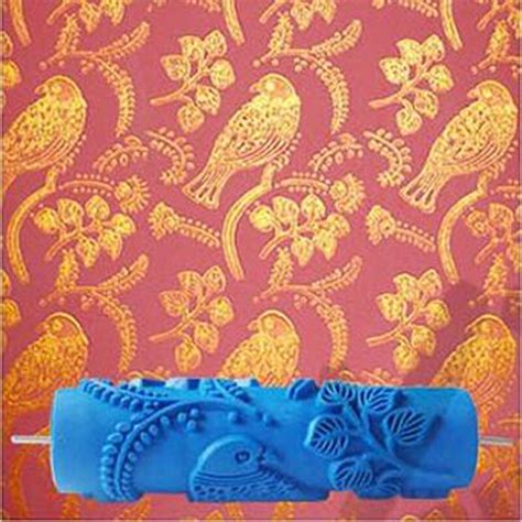 Hot model pattern 5inch 3d rubber decorative wall painting roller. Bird patterned roller 7inch 3d wallpaper decoration toll ...