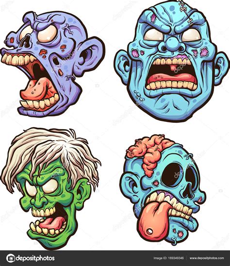 Dibujos Cabezas De Zombies Cabezas De Zombie De Dibujos Animados