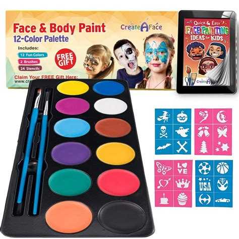 Face Paint Kit For Kids Vibrant Face Painting Colors Stencils And 2