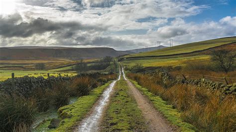 Wallpaper England Derbyshire Peak District Road Hills Clouds Countryside 1920x1080 Full Hd