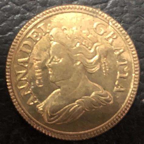 1714 United Kingdom 1 Farthing Anne Copy Copper Coin In Non Currency