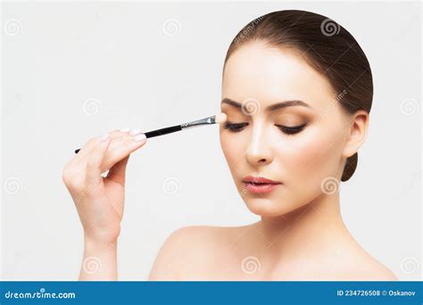 Model Doing Makeup Make Up Artist And Beautiful Woman Girl Face