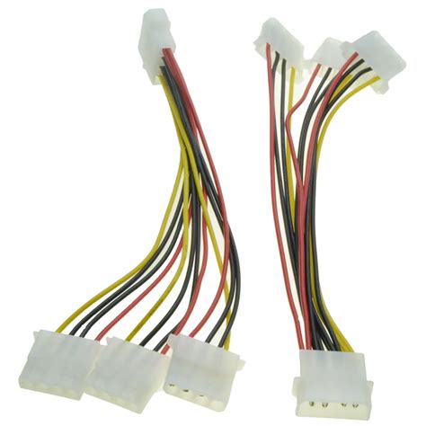 4 Pin Molex Power Supply Extension Cable Male 1 To 3 Female Ports Power