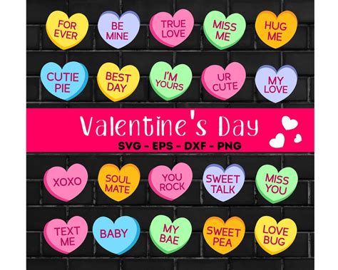20 Conversation Hearts Svg Valentines Day Svg Valentine Etsy