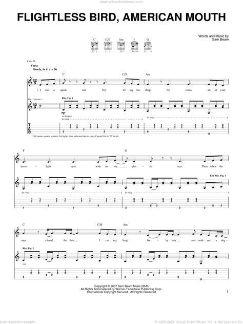Wine Flightless Bird American Mouth Sheet Music For Guitar Solo Chords