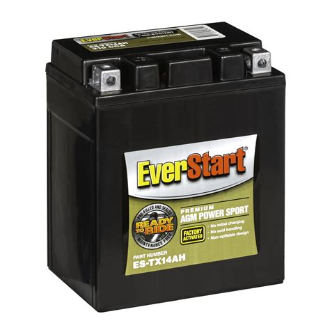 Everstart Premium Agm Powersport Battery Group Size Es Tx14ah 12 Volt