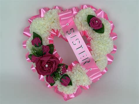 Artificial Pink Peonies Silk Heart Wreath Artificial Funeral Flowers