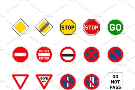 Set Of Different Road Signs Creative Daddy