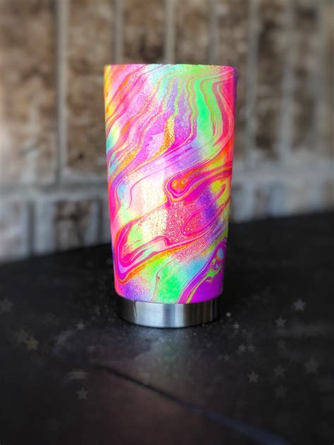 Neon Marble Dipped glitter tumbler in 2020 | Tumbler cups diy, Glitter tumbler, Glitter tumbler cups
