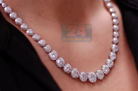 14k White Gold 558 Ct Diamond Womens Chain Necklace