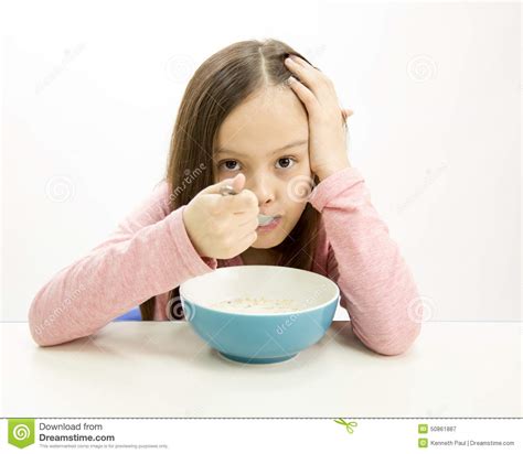 Young Girl Eating Cereal Stock Image Image Of Breakfast 50861887