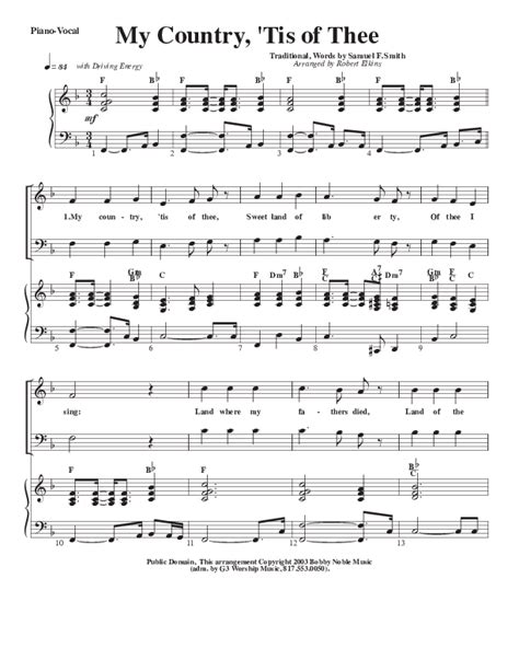 My Country Tis Of Thee Sheet Music PDF G3 Worship PraiseCharts