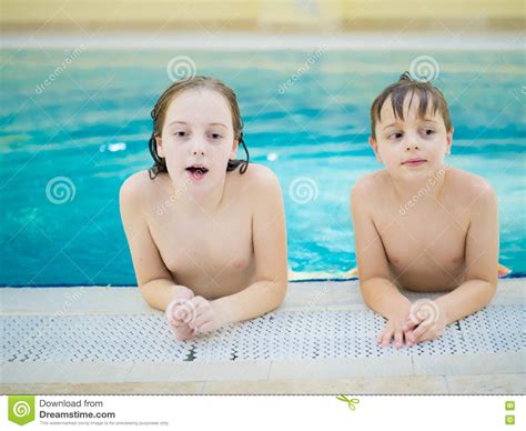 Brother And Sister In Pool Stock Image Image Of Swim 81294975