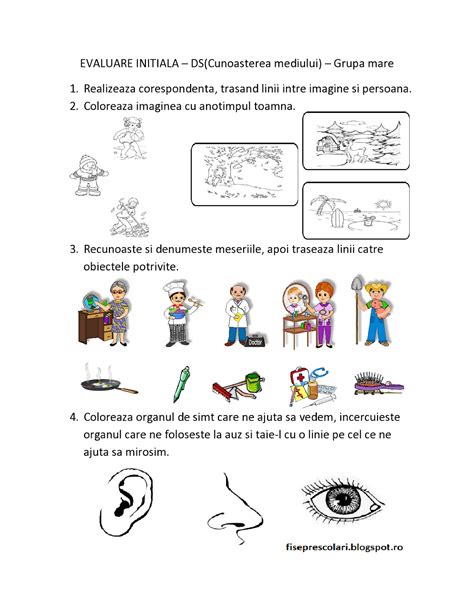 Fise De Evaluare Initiala Grupa Mare Ds Cunoasterea Mediului