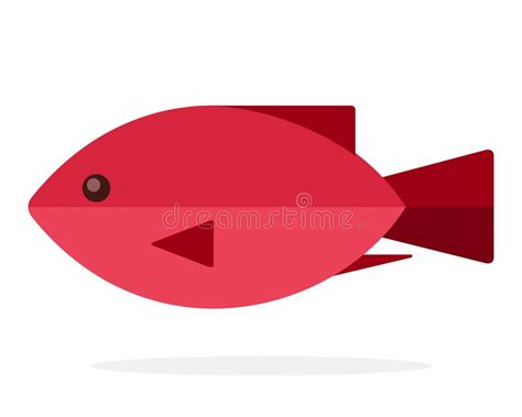 Red Oceanic Fish Flat Isolated Stock Vector Illustration Of Fishing