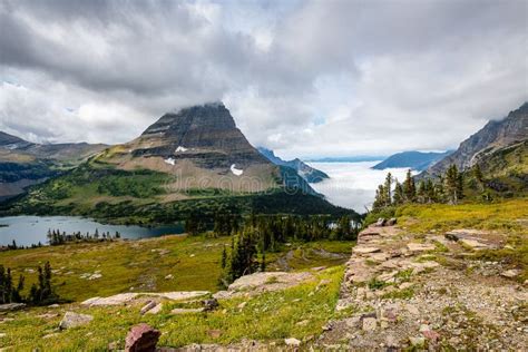 Hiking The Hidden Lake Trail In Glacier National Park Stock Photo