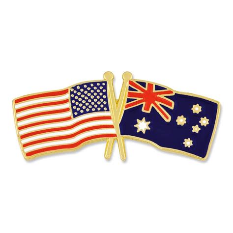 Pinmarts Usa And Australia Crossed Friendship Flag Enamel Lapel Pin