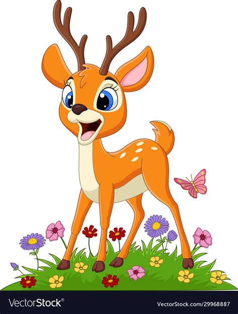 Cartoon Deer In Grass Royalty Free Vector Image